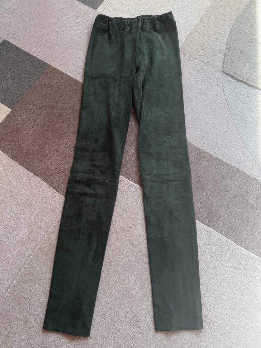 The Row Dark Green Suede Leggings